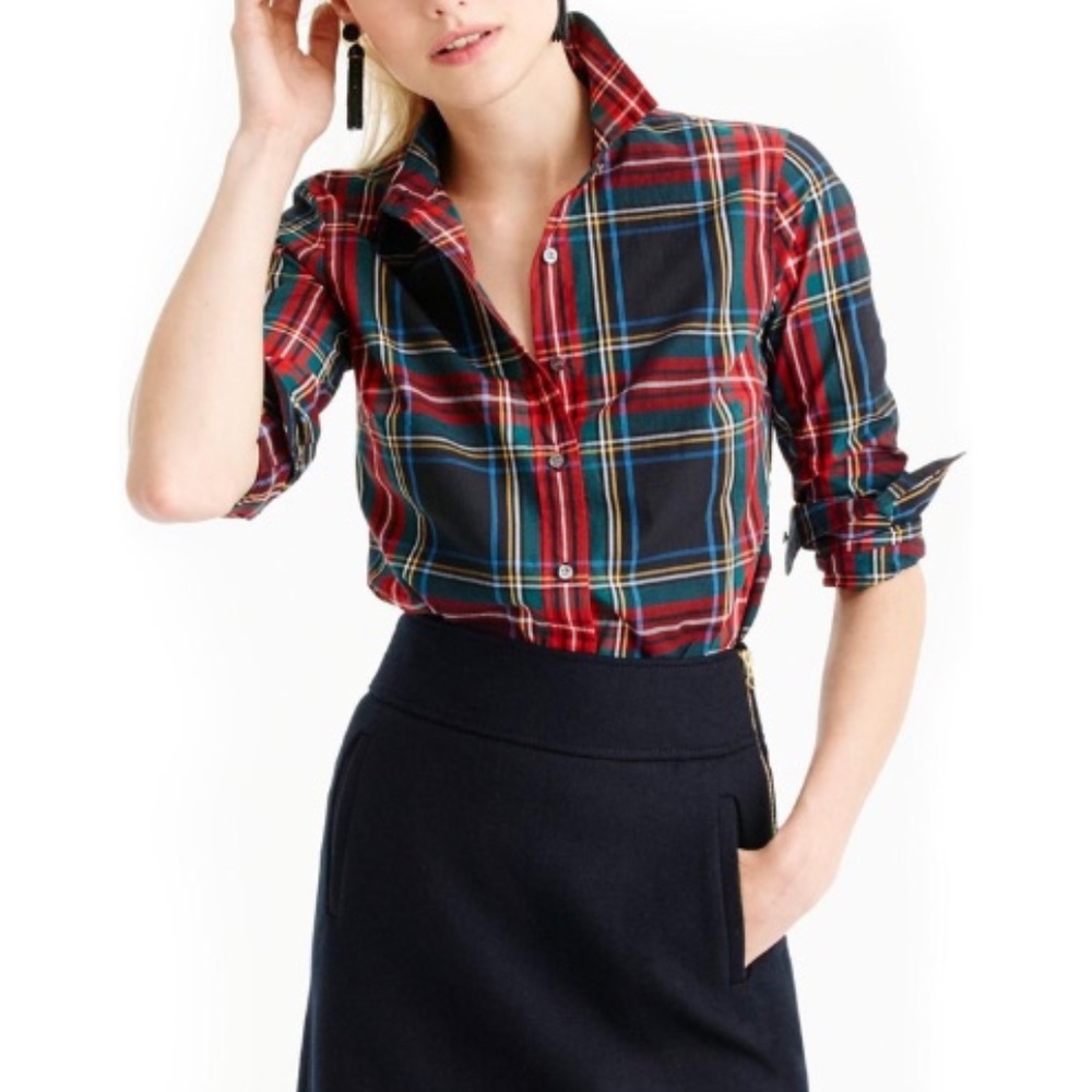 J. Crew Perfect Shirt in‎ Stewart Tartan Plaid